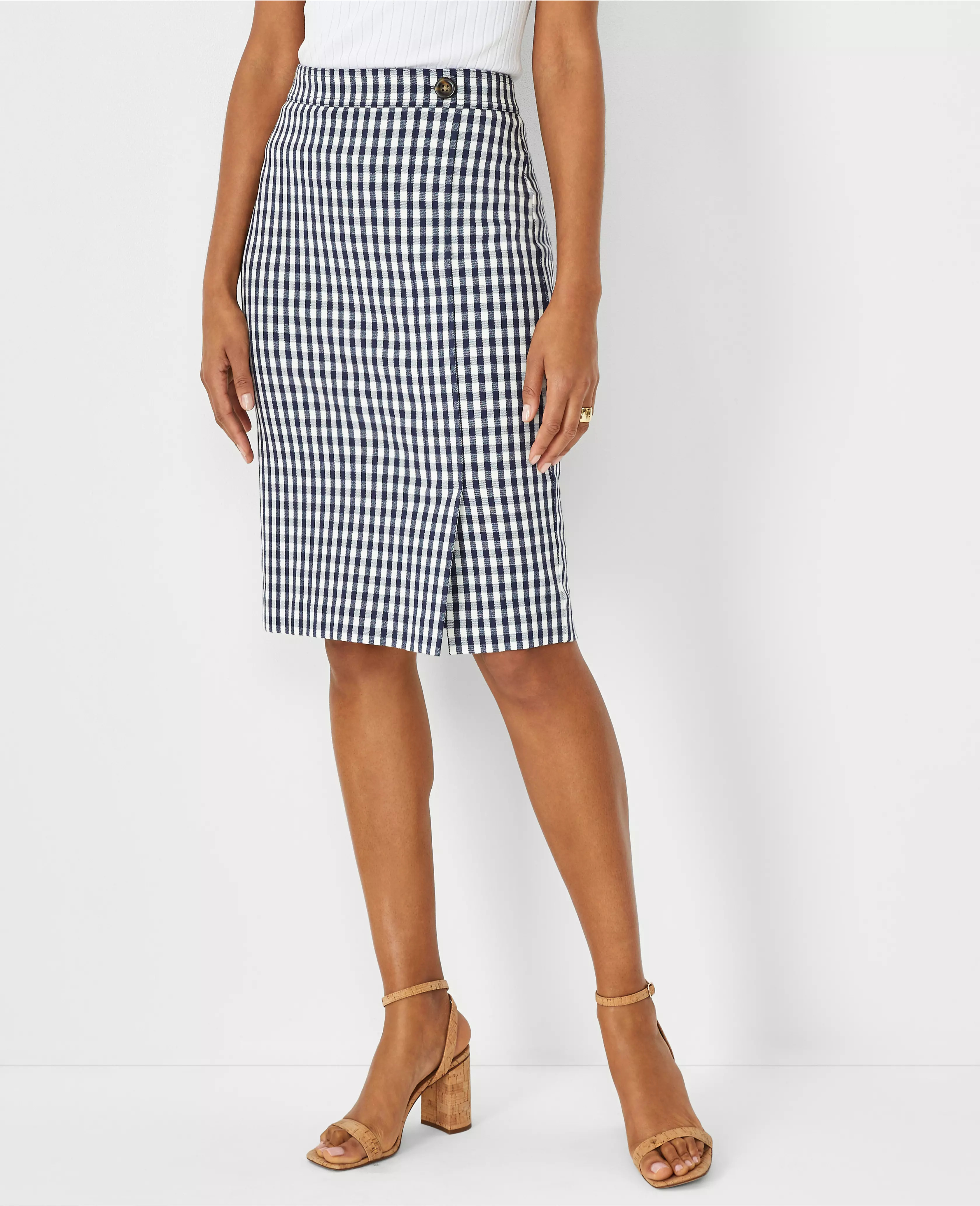 Plaid Button Front Pencil Skirt | Ann Taylor (US)