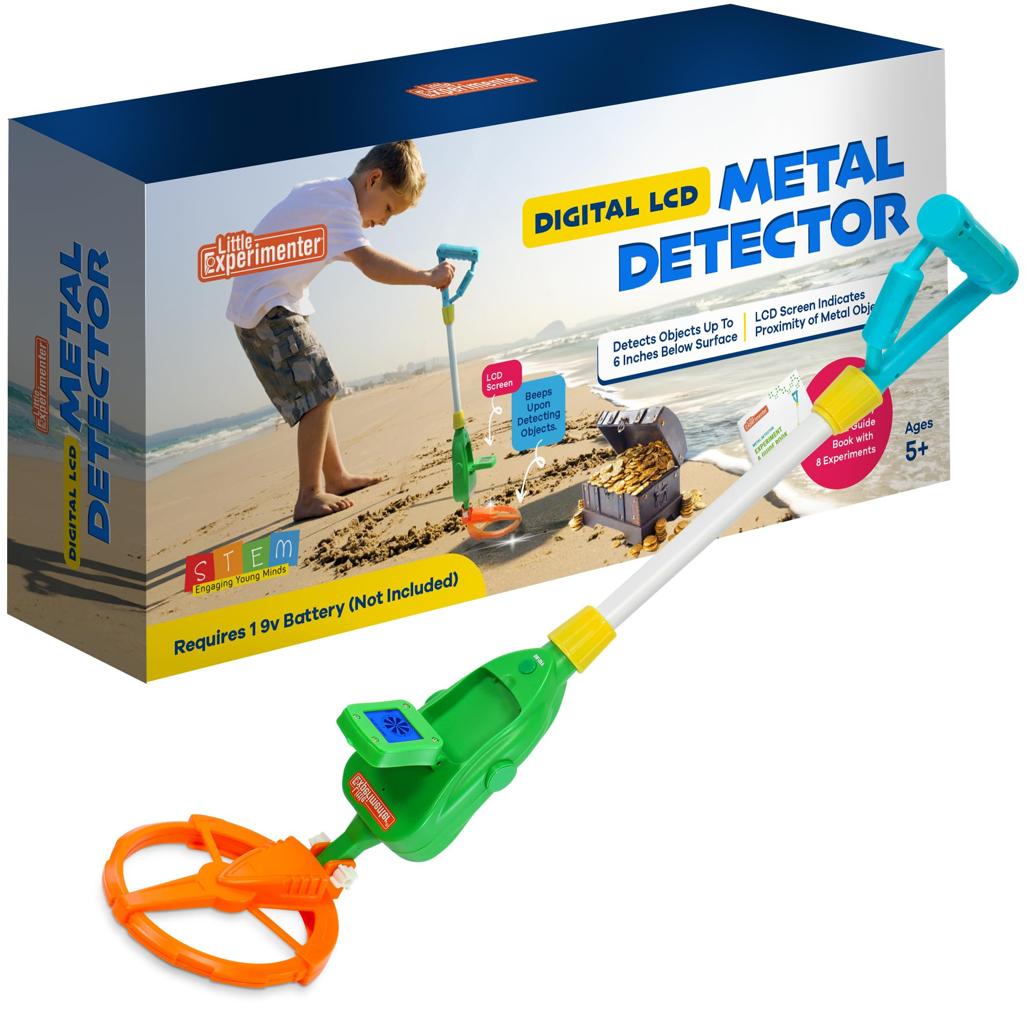 Metal Detector for Kids, Adjustable Beach Metal Detectors with LCD Screen, Detects 6" Underground... | Amazon (US)