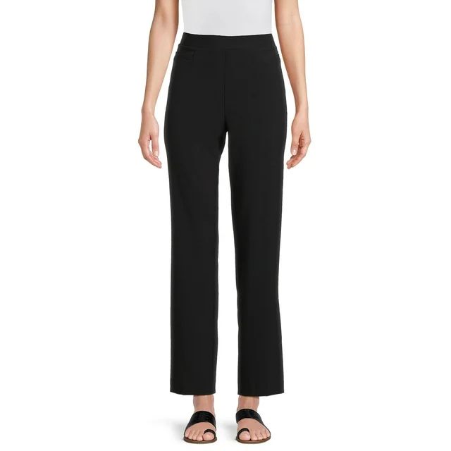 Time and Tru Women's Pull On Pants With Pockets, 31" and 29" Inseams, Sizes S-2XL | Walmart (US)