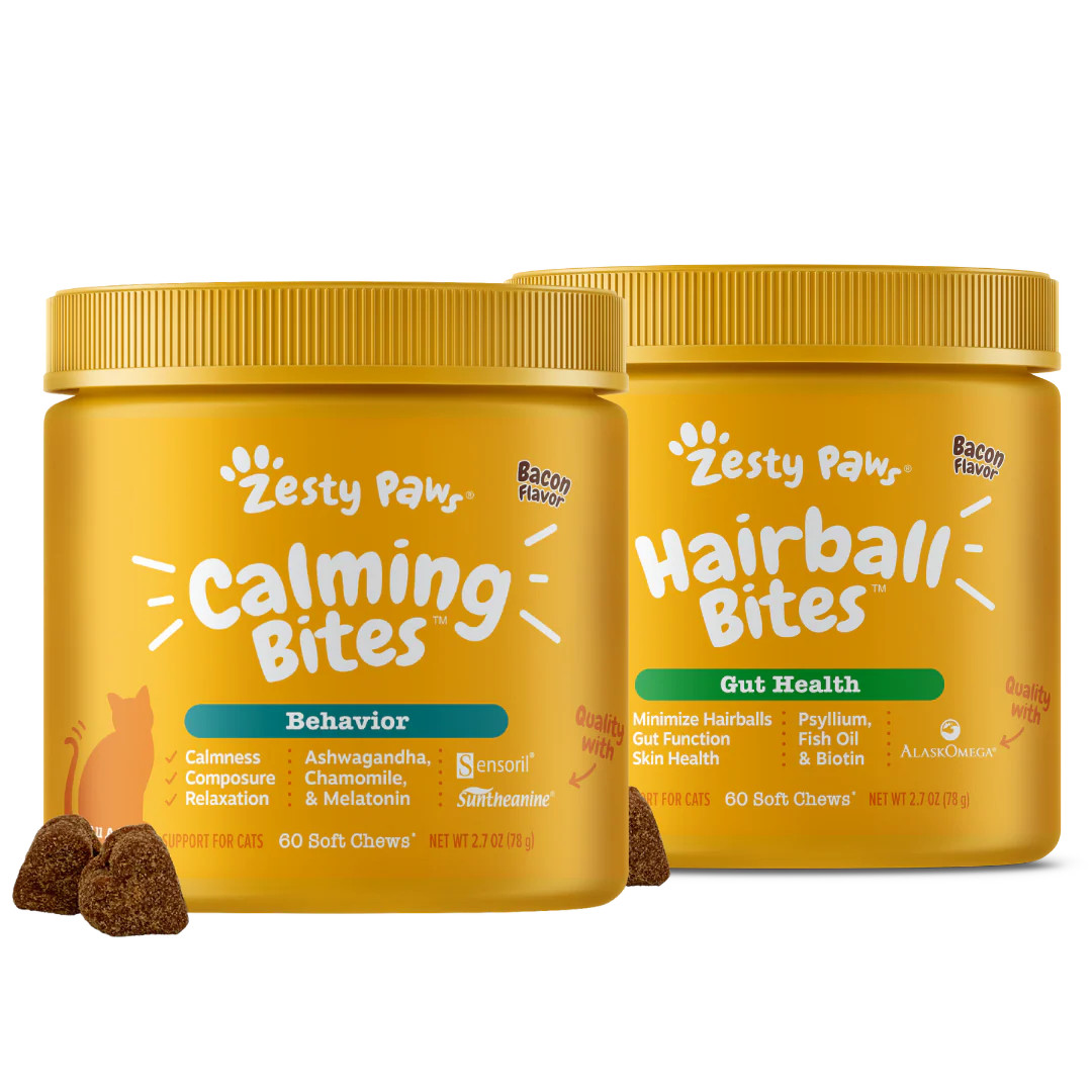 Cat Hairball Bites + Cat Calming Bites Bundle | Zesty Paws