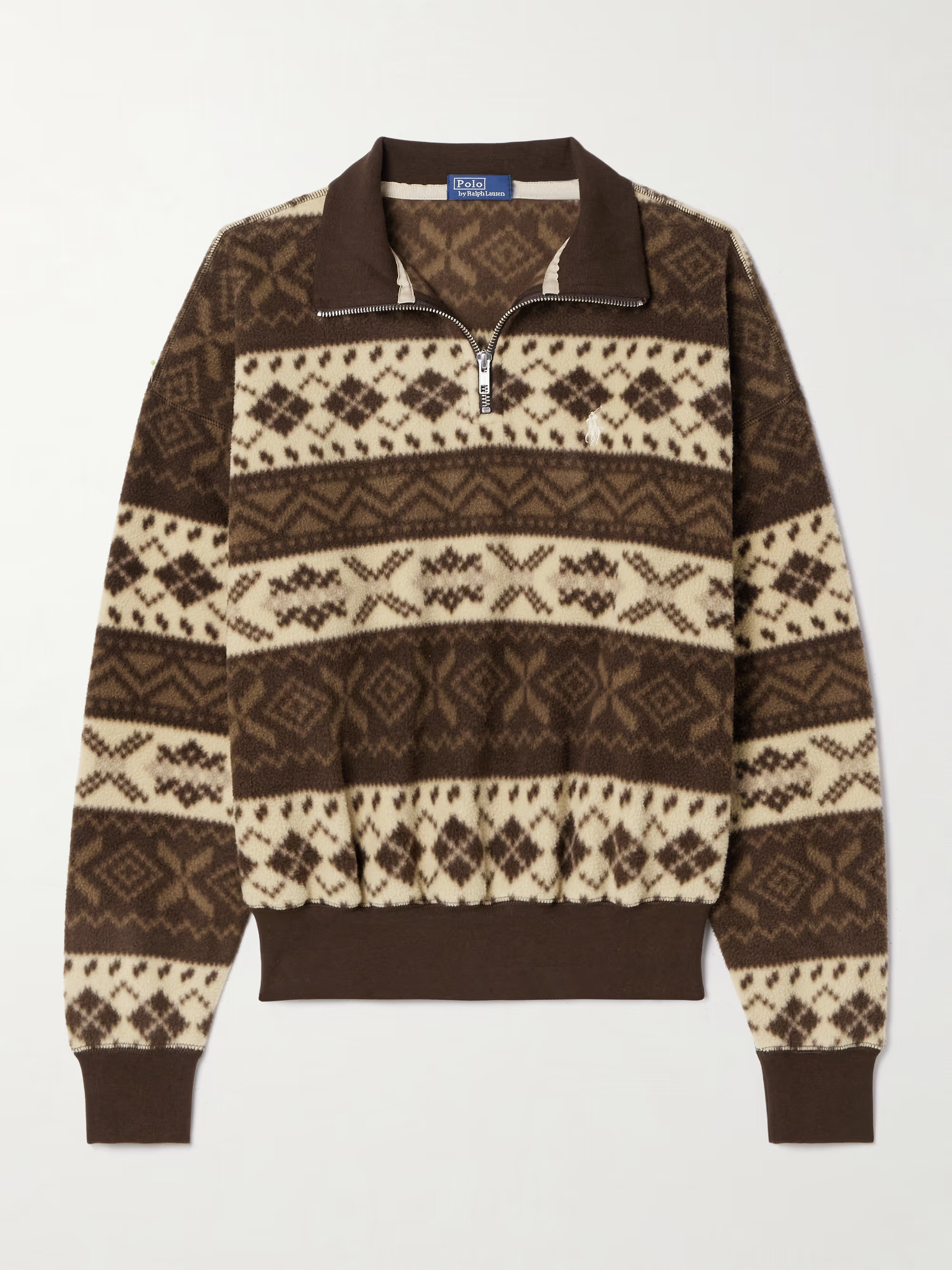 Polo Ralph Lauren's sweatshirt features a classic Fair Isle motif in a tonal-brown colorway, maki... | NET-A-PORTER (UK & EU)