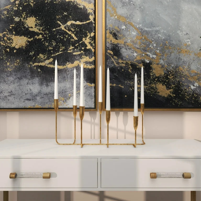 CosmoLiving by Cosmopolitan 7 Holder Gold Metal Slim Candelabra | Walmart (US)