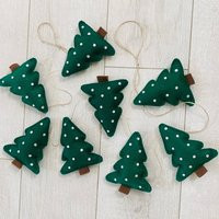 Felt Christmas Tree Garland Green Holiday Decor With Gem Ornaments | Etsy (US)