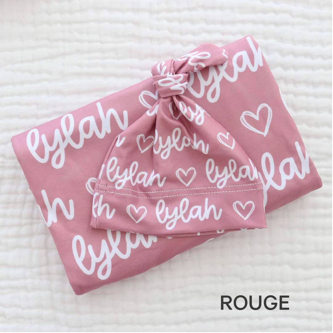 Custom Personalized Baby Name Swaddle Blanket | Graphic Pinks | Caden Lane