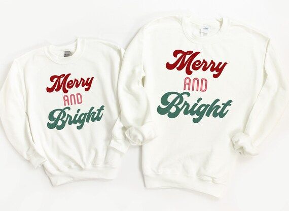 Family Sweatshirt  Merry and Bright Sweathsirt  Christmas | Etsy | Etsy (US)