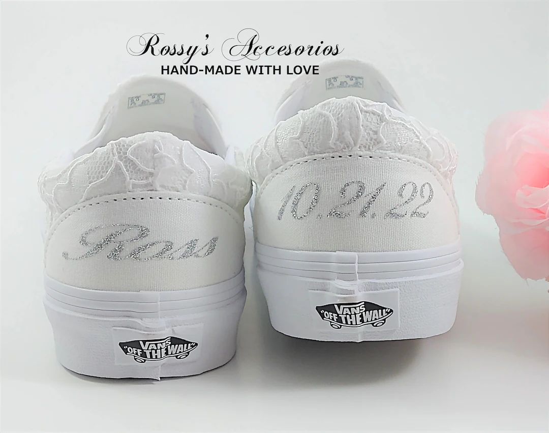 Slip on White Lace Wedding Vans / Lace Vans Slip on Sneakers / Wedding Authentic Vans / Bridal Va... | Etsy (US)