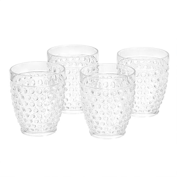Amazon Basics Tritan Hobnail Texture Double Old Fashioned Glasses - 13-Ounce, Set of 4 | Amazon (US)