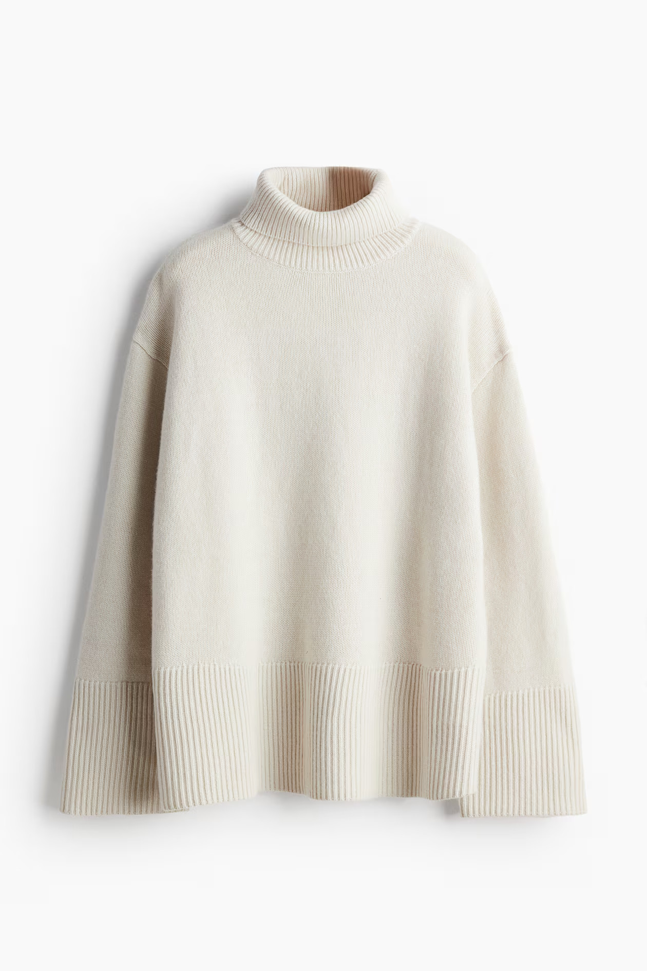 Cashmere-blend polo-neck jumper - Rollkragen - Langarm - Naturweiß - Ladies | H&M AT | H&M (DE, AT, CH, NL, FI)
