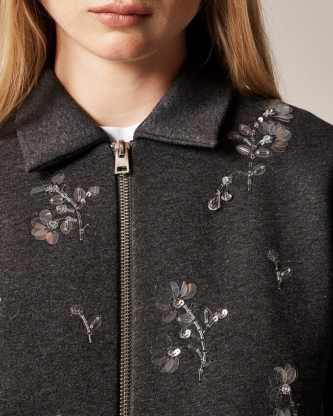 best seller4.4Summary of 37 reviewsEmbellished bomber jacket in heritage fleece$89.99-$159.99$178... | J. Crew US