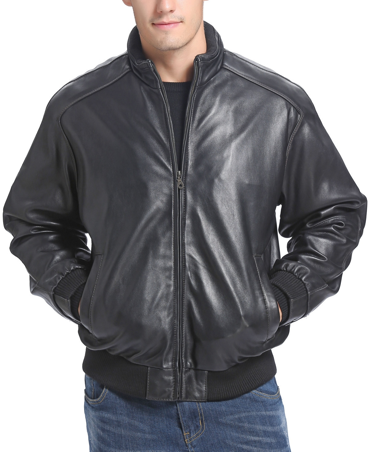 Bgsd Men City Leather Bomber Jacket - Black | Macy's