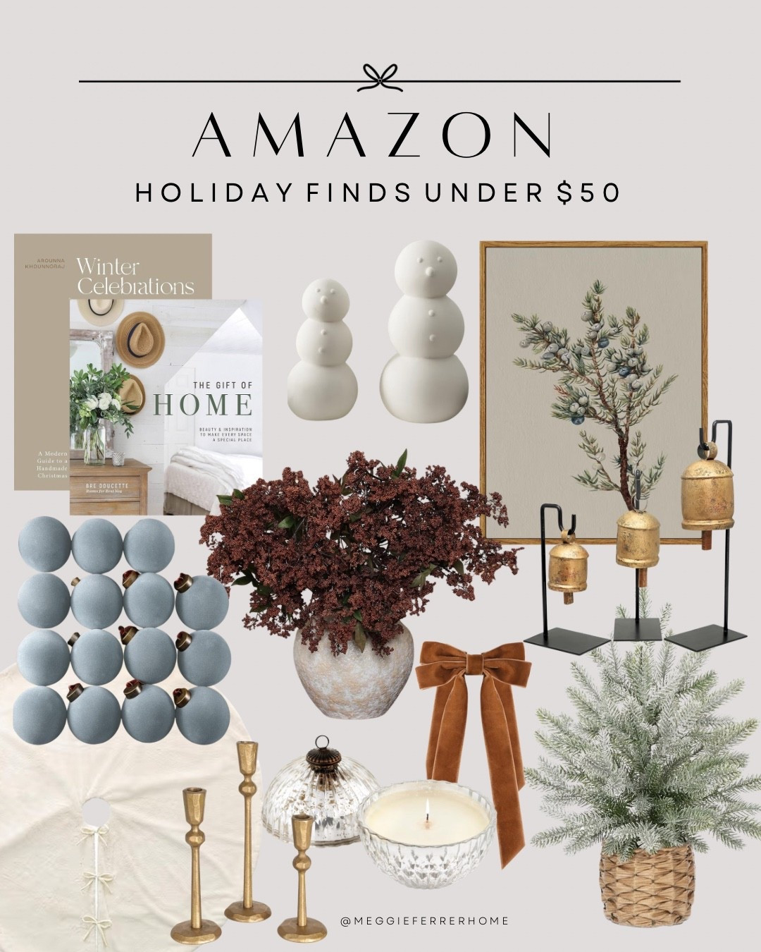 Amazon Holiday Finds under $50 🎁✨
If you’re adding cozy, timeless touches to your home this season — these are the affordable pieces I’m loving! From gold bells and velvet bows to textured candles and festive stems, everything here feels elevated without the high price tag.


#modernorganichome #amazonhomefinds #holidaydecor #neutralholidaydecor #affordablefinds #cozyhomeinspo

