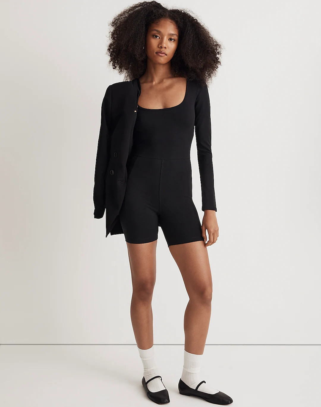 Knit Long-Sleeve Biker Unitard | Madewell