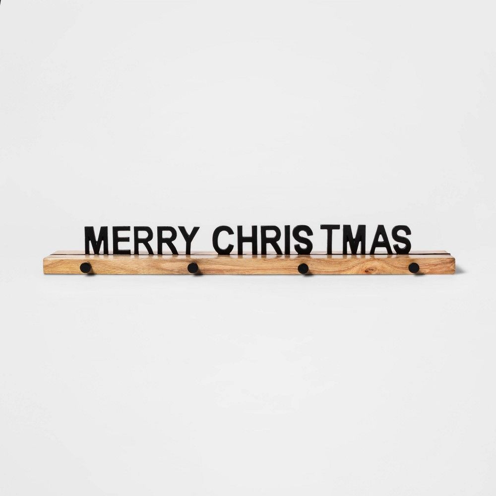 26"" x 3"" Merry Christmas Stocking Holder Black/Brown - Threshold | Target