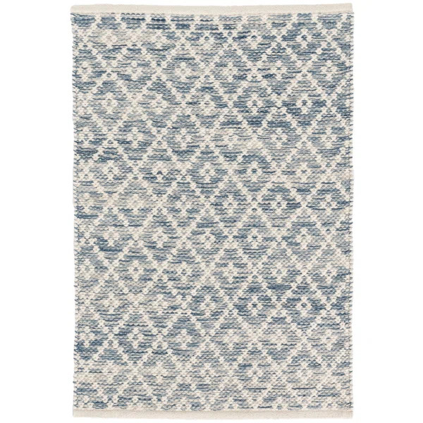 Melange Diamond Blue Handwoven Cotton Rug | Wayfair North America