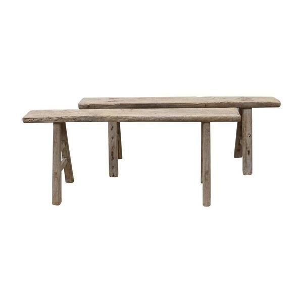 Lily's Living Vintage Noodle Bench, 55 Inch Long, Natural Wood Finish - 55"W x 5.5"L x 20"H | Bed Bath & Beyond