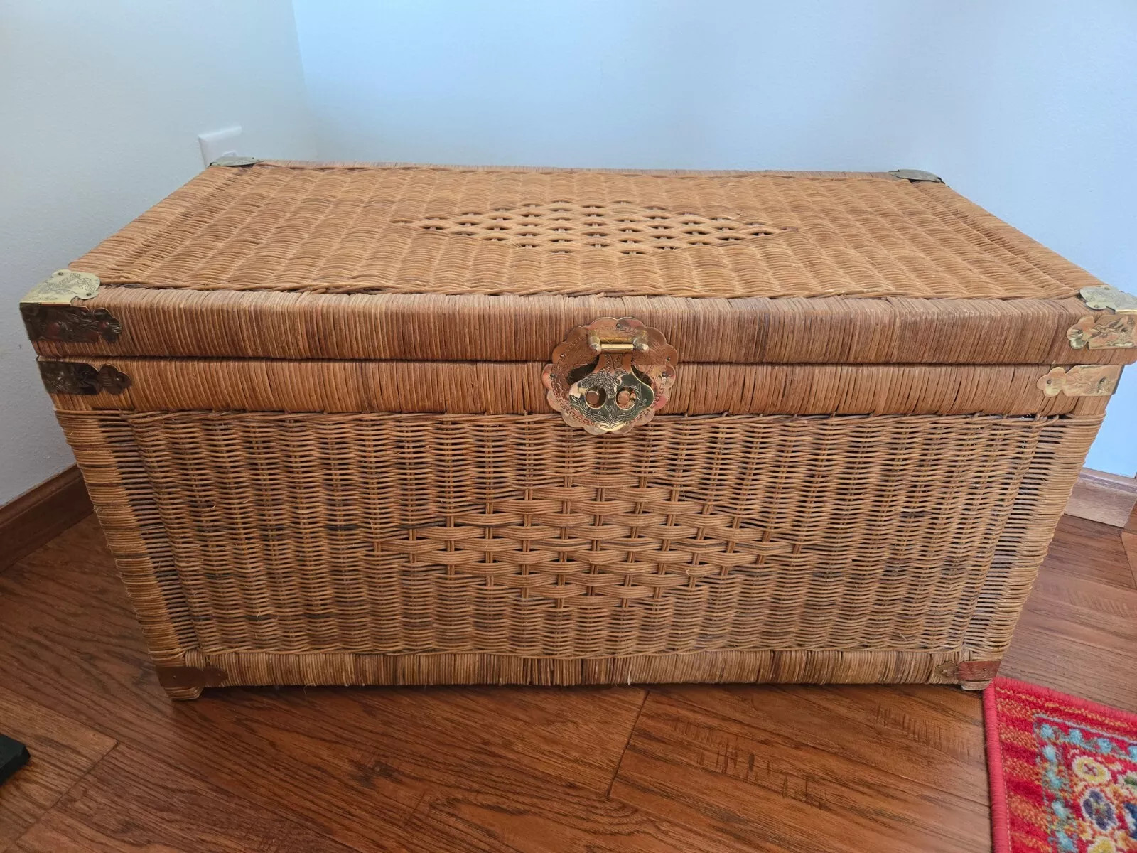 Excellent, Vintage Chinoiserie Asian style wicker trunk | eBay US