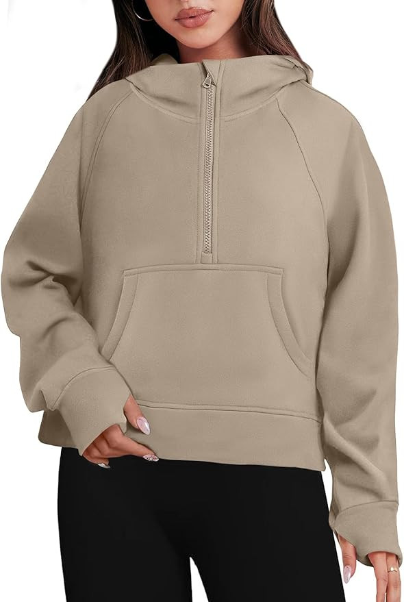 ANRABESS Women Half Zip Cropped Hoodies Fleece Quarter Zip Up Pullover Sweatshirts Winter Clothes... | Amazon (US)