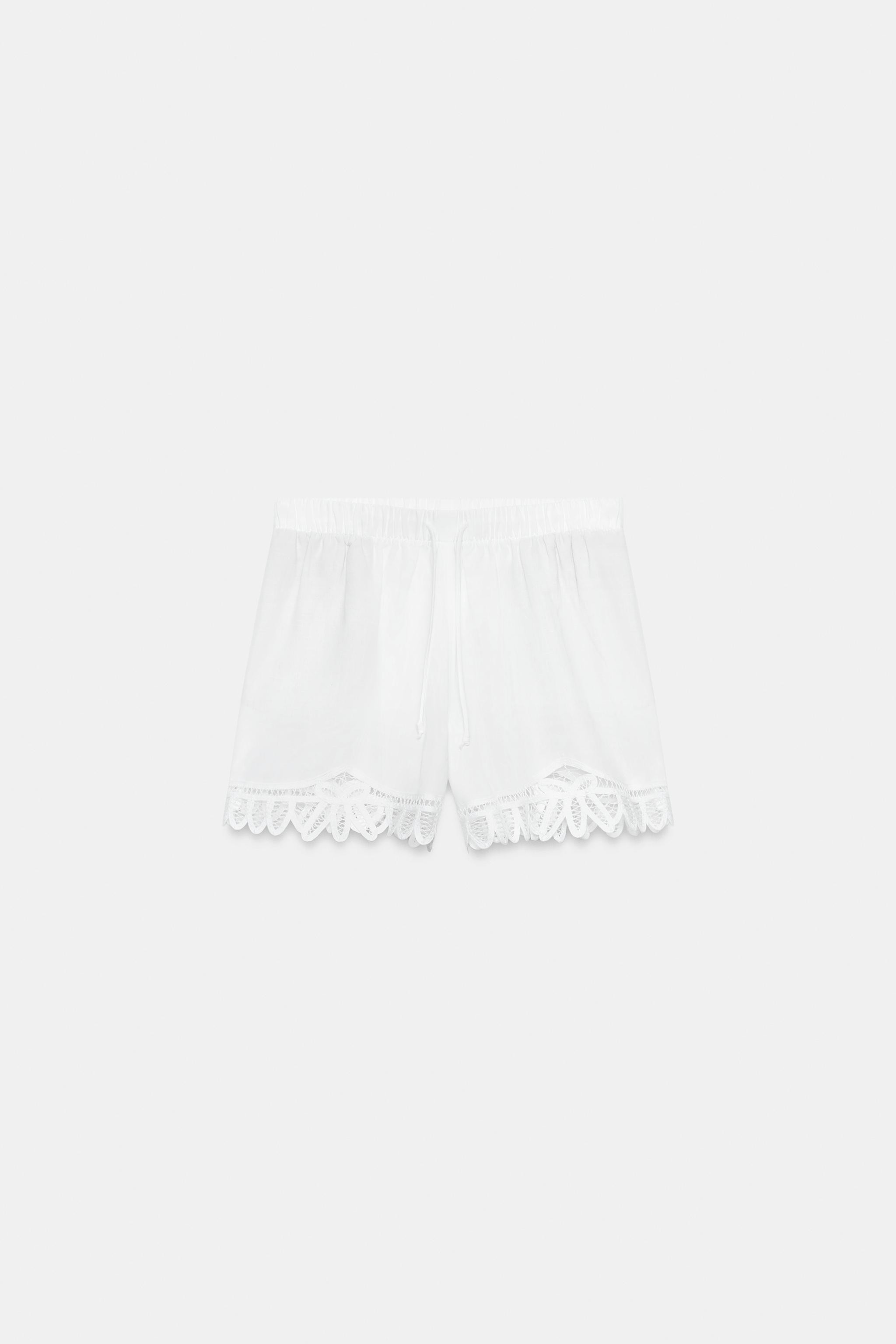 EMBROIDERED LINEN BLEND SHORTS ZW COLLECTION | Zara US