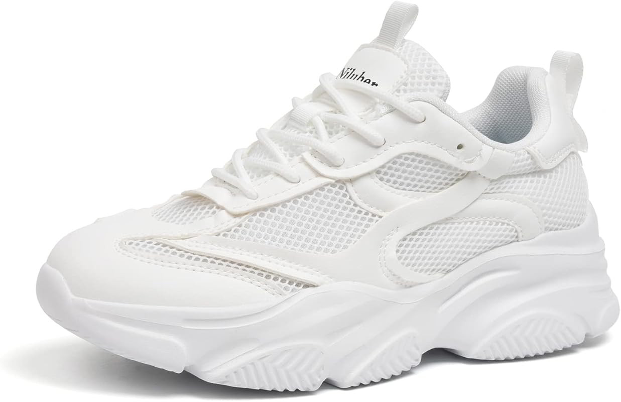 Niluber Women's Chunky Platform Sneakers-Non Slip Lace-up and Breathable Upper - Lightweight Cush... | Amazon (US)