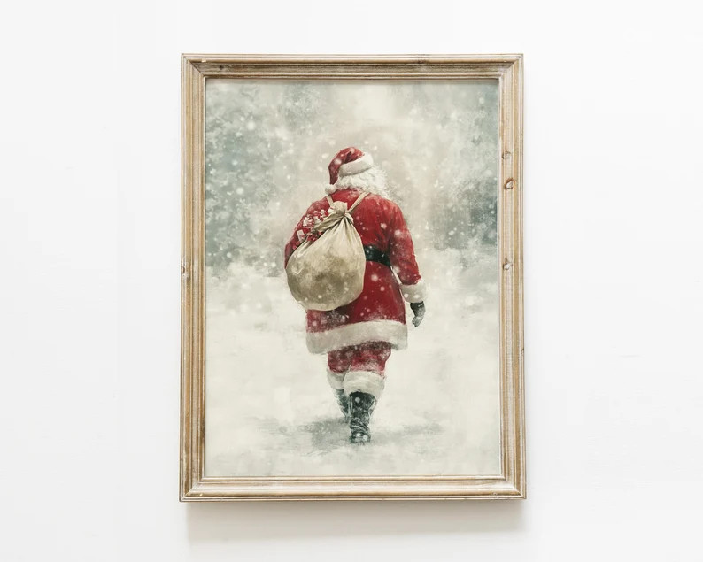 Antique Santa Print. Winter Christmas Wall Art. Santa Claus Painting. Holiday Decor. Printable Wa... | Etsy (US)