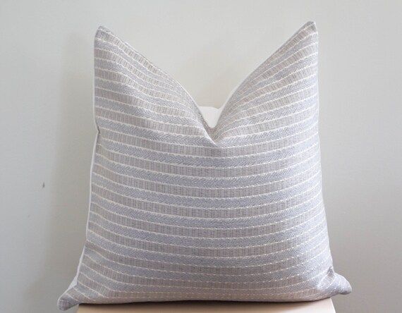 Grey and Blue Stripe Pillow, Grey pillow Cover, Blue pillow cover, Stripe Pillow Cover | Etsy (US)