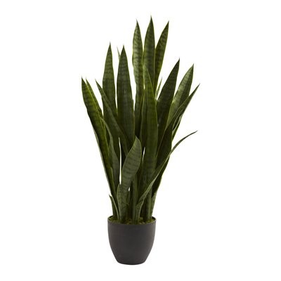 Nearly Natural 4855 Sansevieria with Black Planter | The Mine