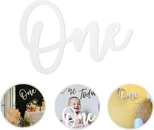 One Sign First Birthday Decorations, Wooden White One Photo Prop for 1st Boy or Girl Birthday Par... | Amazon (US)