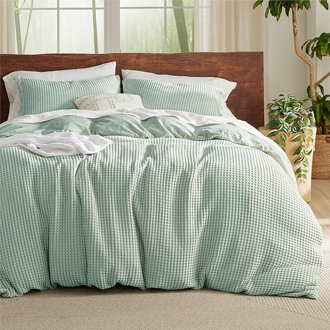 Bedsure Waffle Duvet Cover Queen - Moisture-Wicking Cotton Blend Rayon Derived from Bamboo Duvet ... | Amazon (US)