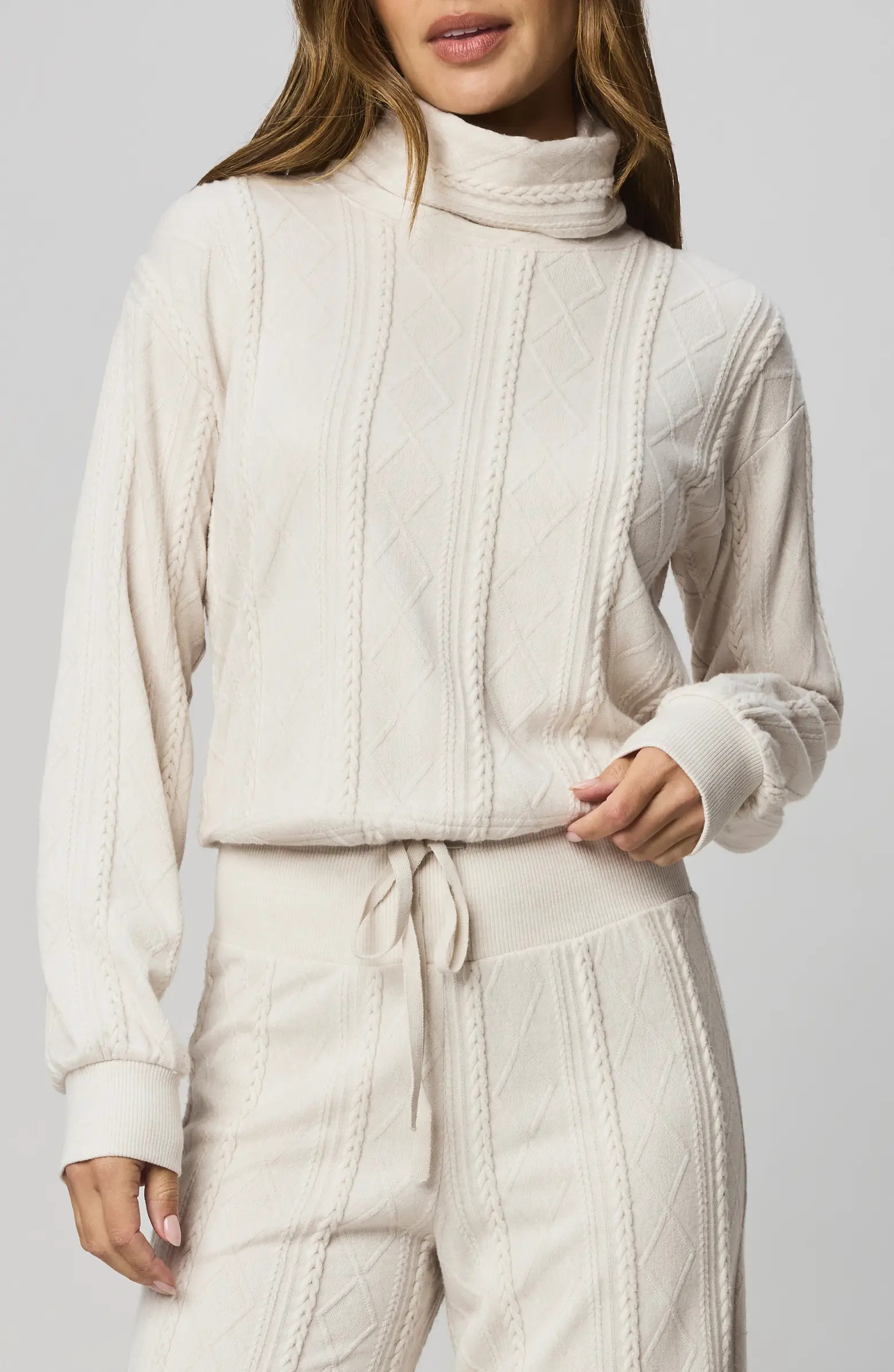 Splendid Cable Lounge Turtleneck Top | Nordstrom | Nordstrom
