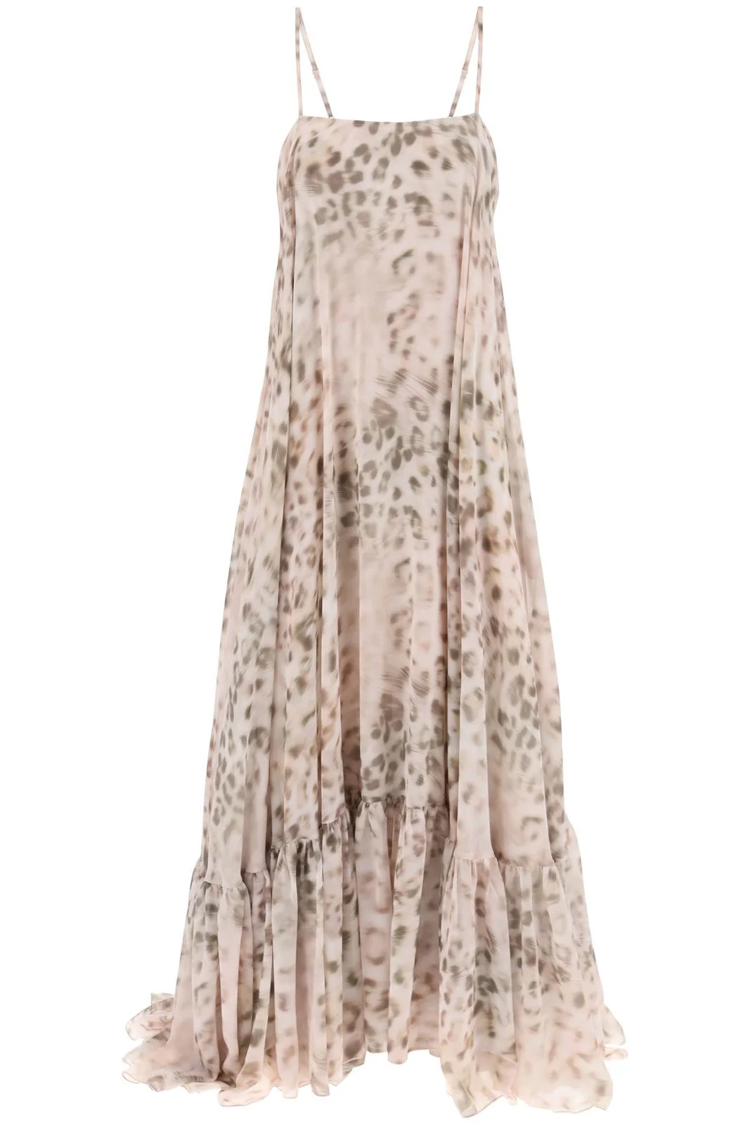 ROTATE Leopard Printed Chiffon Maxi Wide Dress | Cettire Global
