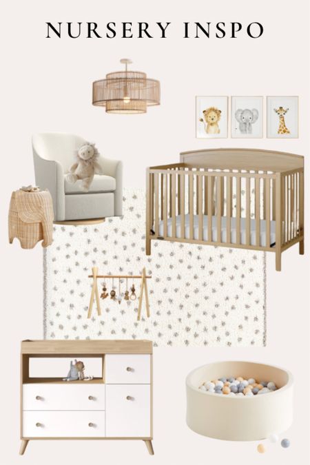 Zoo animal nursery theme. Neutral baby nursery with pastel accents and zoo animals. 
•••
Baby crib, neutral nursery, glider chair, changing table dresser, ball pit, nursery decor 

#LTKbaby #LTKhome