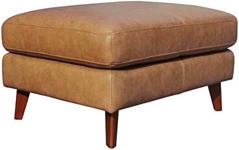 Amazon.com: Amazon Brand – Rivet Sloane Mid-Century Modern Leather Ottoman, 31.9"W, Caramel : H... | Amazon (US)