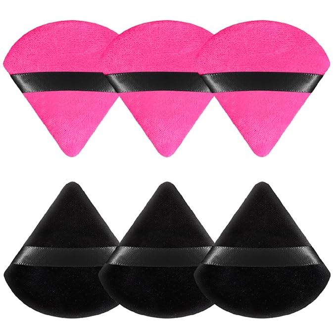6 Pieces Powder Puff Face Soft Triangle for Loose and Body Powder, Velour Makeup Sponge Set Setti... | Amazon (US)