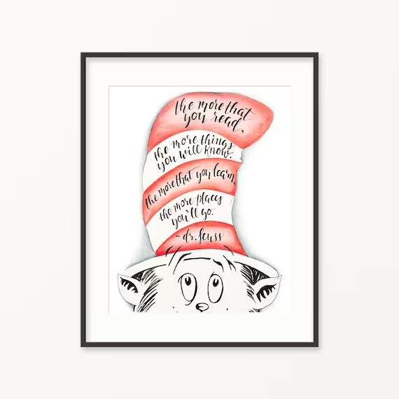 READY TO SHIP Cat in the Hat Print - Etsy | Etsy (US)