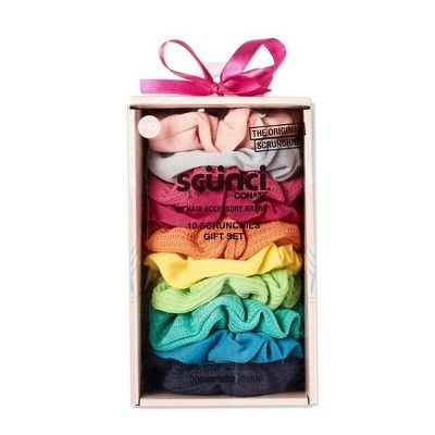 scunci Holiday Assorted Hair Scrunchies Gift Set - Bright - 10ct | Target