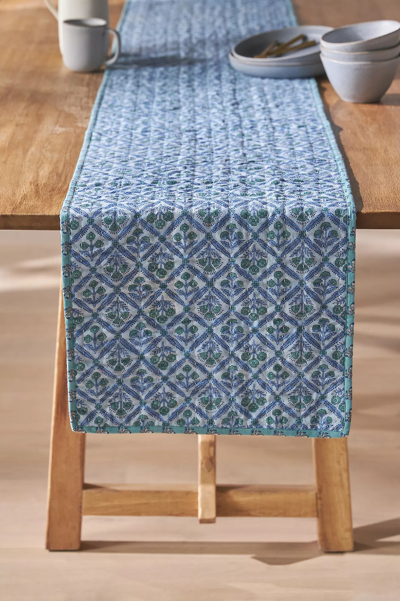 Kiara Block-Print Table Runner | Anthropologie (US)