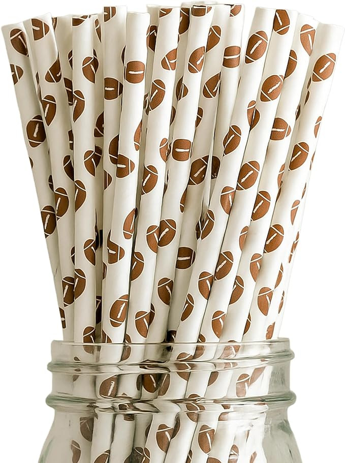 Football Paper Disposable Straws, Pack of 100, 7.75 Inches | Amazon (US)