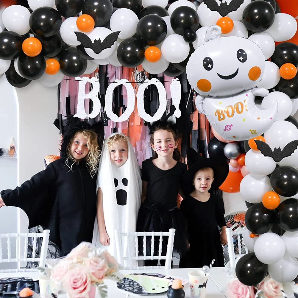 99PCS Halloween Balloon Garland Arch Kit, Black White Orange Latex Balloon Party Supplies with Felt  | Amazon (US)