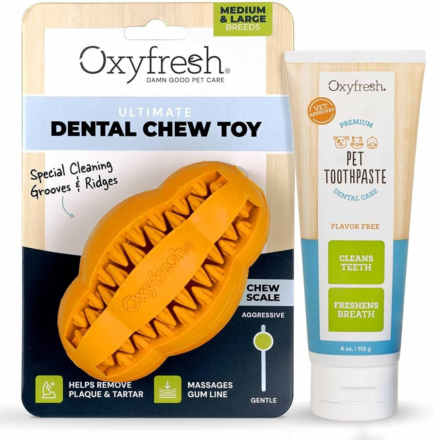Oxyfresh Premium Pet Toothpaste and 100% Natural Rubber Dog Dental Chew Toy – The Best Kit to K... | Amazon (US)