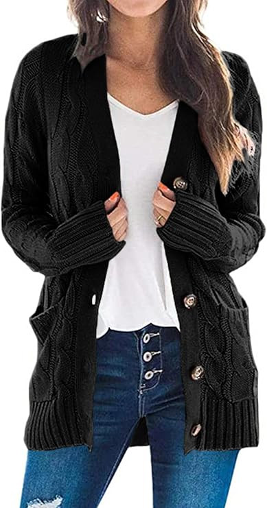 PRETTYGARDEN Women's Cable Knit Cardigan Sweaters Fall | Open Front Button Down Coatigan, Chunky ... | Amazon (US)