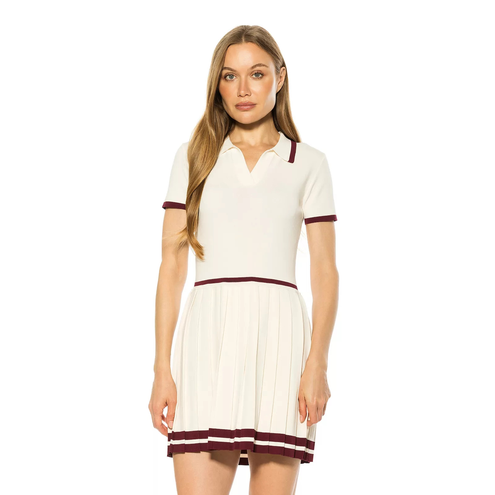 Women's ALEXIA ADMOR Jasmine Collar Contrast Pleated Knit Dress | Kohl's