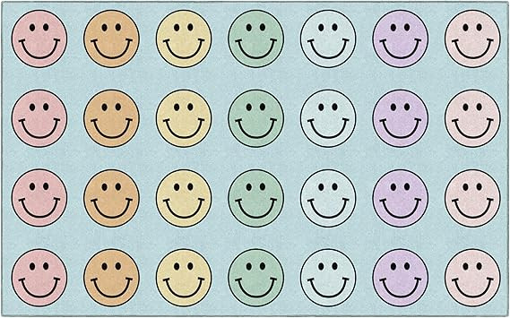Flagship Carpets Pastel Rainbow Smileys Criss-Cross Applesauce Educational Area Rug for Kids Room... | Amazon (US)