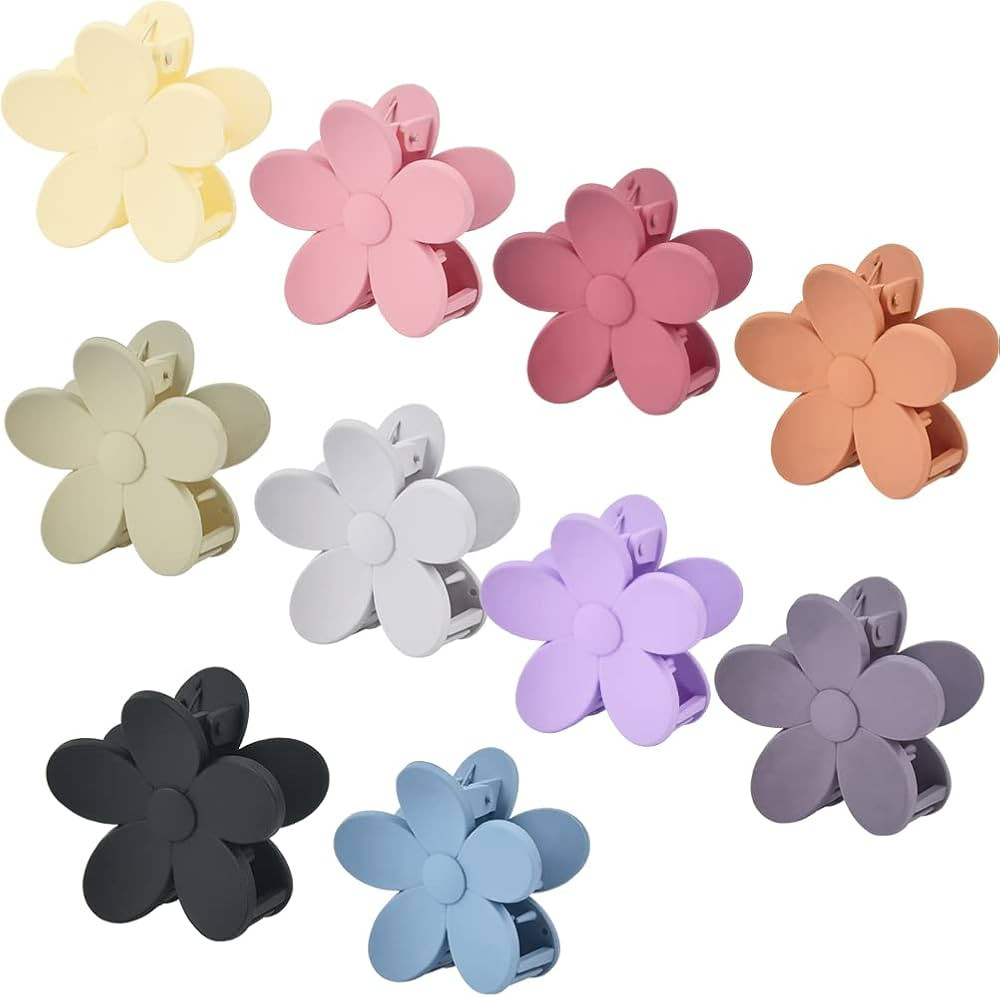BUYGOO Flower Claw Clips, 10Pack Matte Flower Hair Clips for Women, Big Cute Claw Clips, Nonslip ... | Amazon (US)