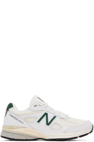 New Balance - White & Green Made in USA 990v4 Sneakers | SSENSE