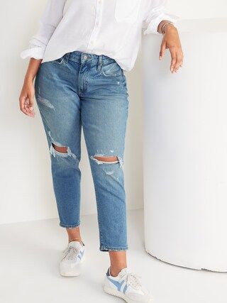 High-Waisted Curvy O.G. Straight Ripped Jeans for Women | Old Navy (US)