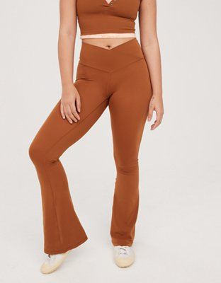 OFFLINE By Aerie Real Me High Waisted Crossover Flare Legging | American Eagle Outfitters (US & CA)