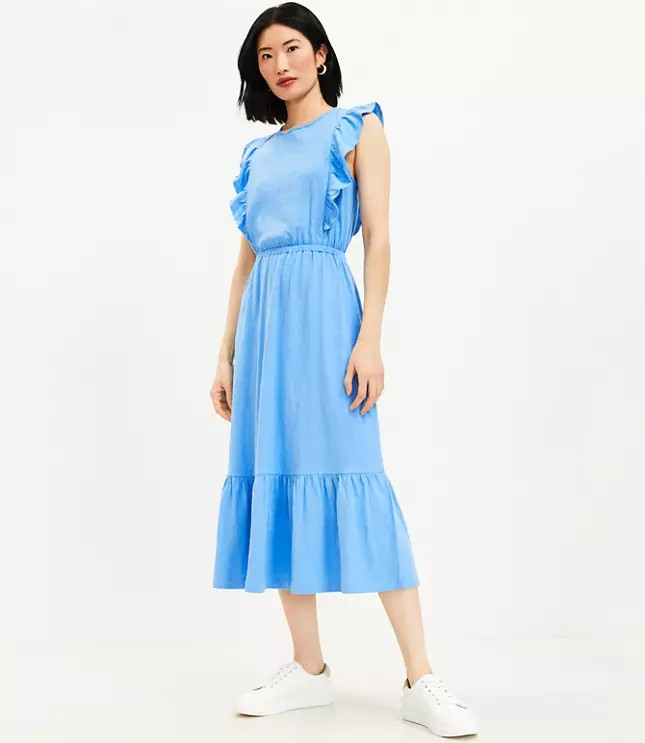 Ruffle Tiered Midi Dress | LOFT