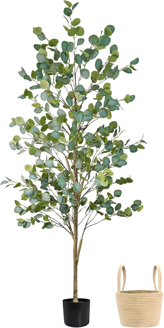 Faux Eucalyptus Tree 6FT, Artificial Potted Tree for Indoor Outdoor, Fake Floor Plants with Natur... | Amazon (US)