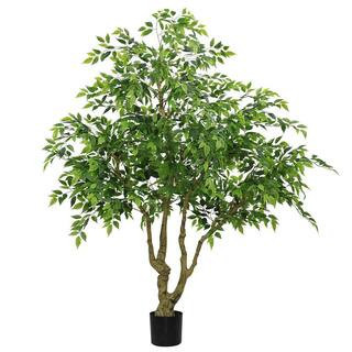 6.9 ft. Realistic Artificial Boxwood Tree in Pot-Lifelike Fake Plant for Indoor and Outdoor, Low Maintenance | The Home Depot