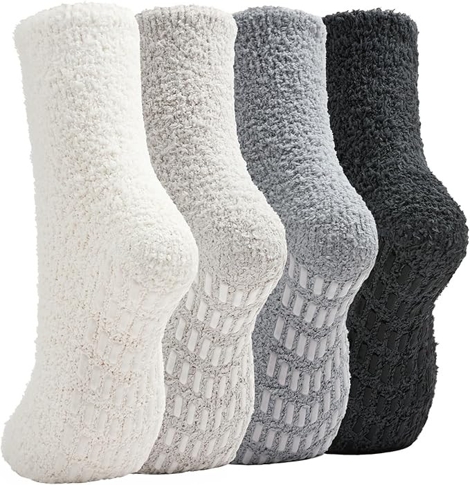 Slipper Socks for Women Men Grip Hospital Socks with Grips Fuzzy Non Slip Warm Womens Gifts | Amazon (US)